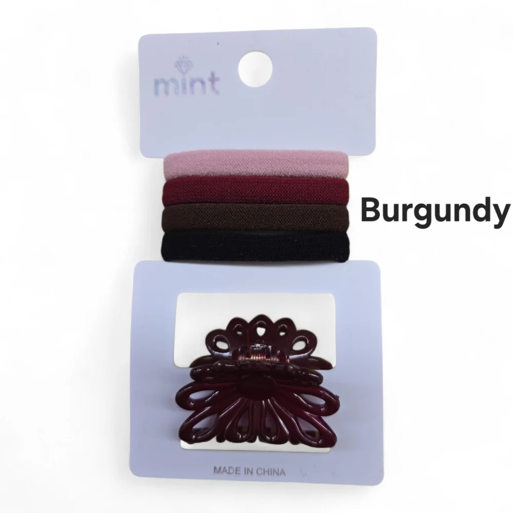 Mint Hair Clip‎ and Elastic Hair Set In 6 Different Colors/Styles | Easy Add On
